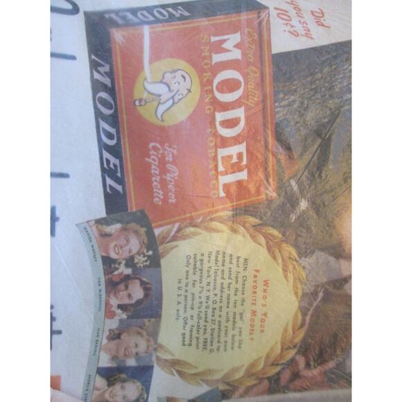 Vintage Model Tobacco ad, 1943 United States Tobacco Co, New York, 11" by 14" - Picture 3 of 10